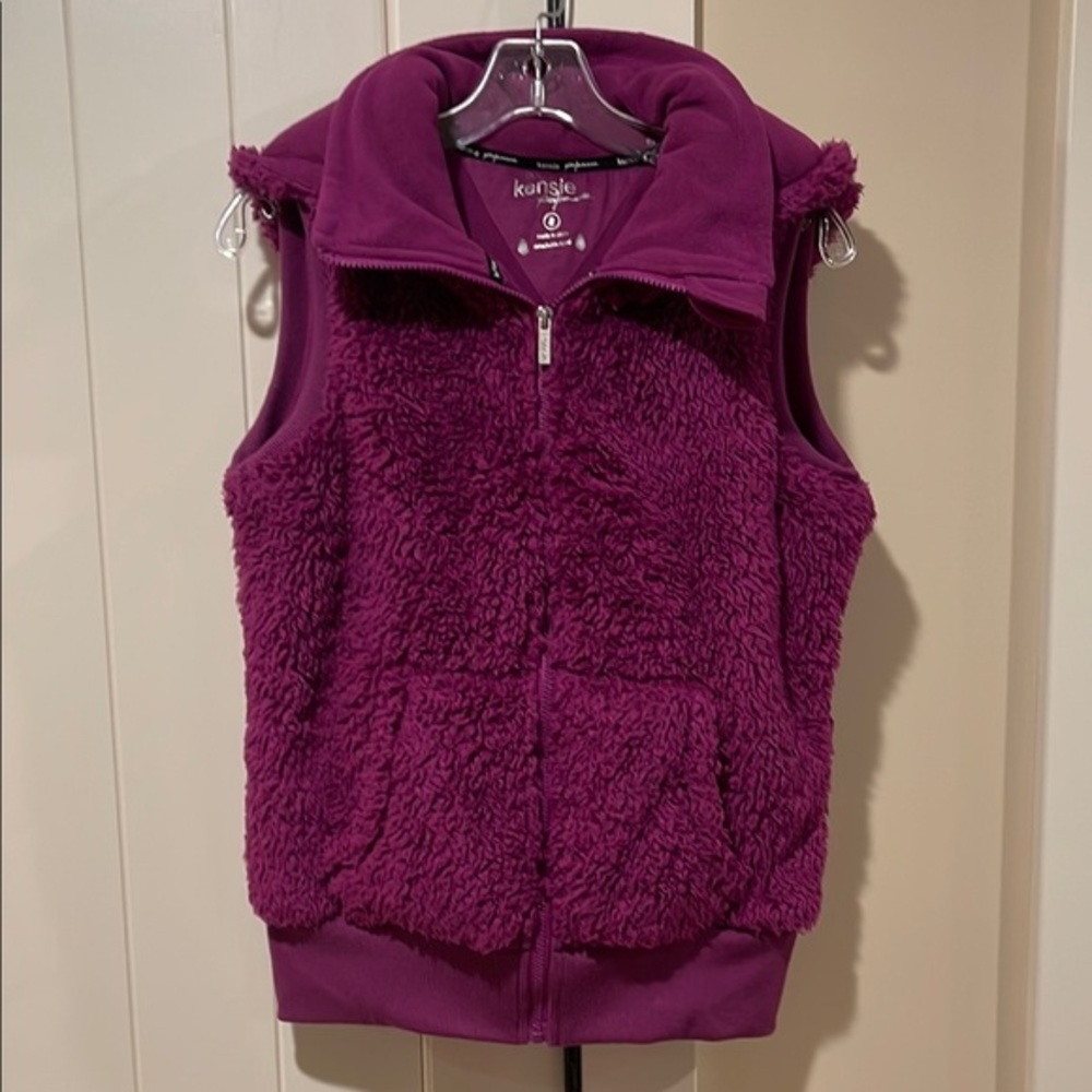 Kensie Purple Fleece Vest EUC Size Small Detachable Hood